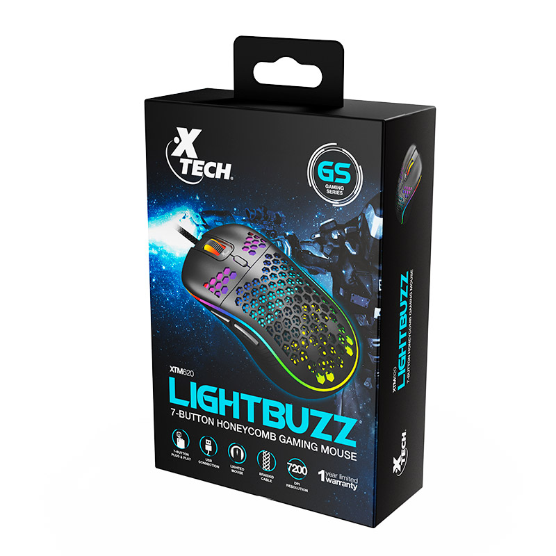 Mouse Xtech XTM620 Lightbuzz 7 Botones 3d 1200A 7200Dpi